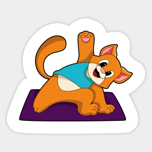 Cat at Yoga with Yoga mat Sticker